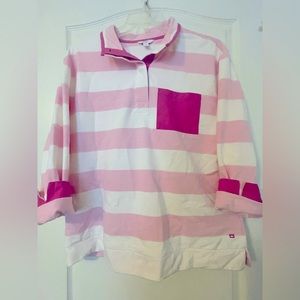 Long sleeve polo with contrasting cuffs